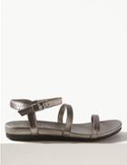 Marks & Spencer Wide Fit Leather Ankle Strap Sandals Silver