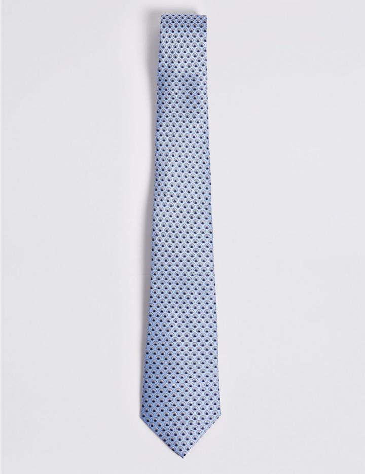 Marks & Spencer Pure Silk Shell Tie Pale Blue Mix