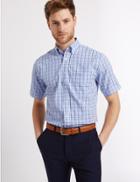 Marks & Spencer Pure Cotton Regular Fit Shirt With Pocket Blue Mix