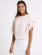 Marks & Spencer Round Neck Flamenco Sleeve Shell Top Pale Pink