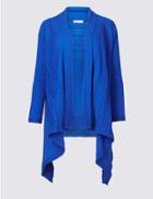 Marks & Spencer Pure Cotton Textured Open Front Cardigan Bright Blue