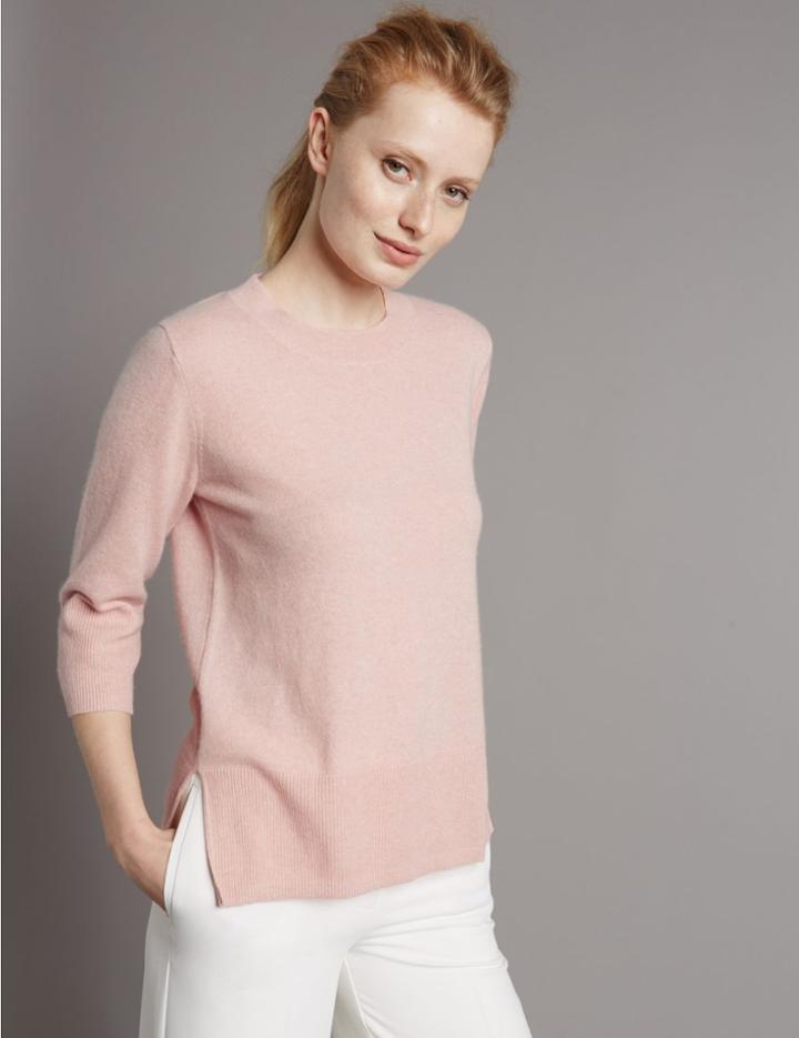 Marks & Spencer Pure Cashmere 3/4 Sleeve Jumper Blush