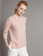 Marks & Spencer Pure Cashmere 3/4 Sleeve Jumper Blush