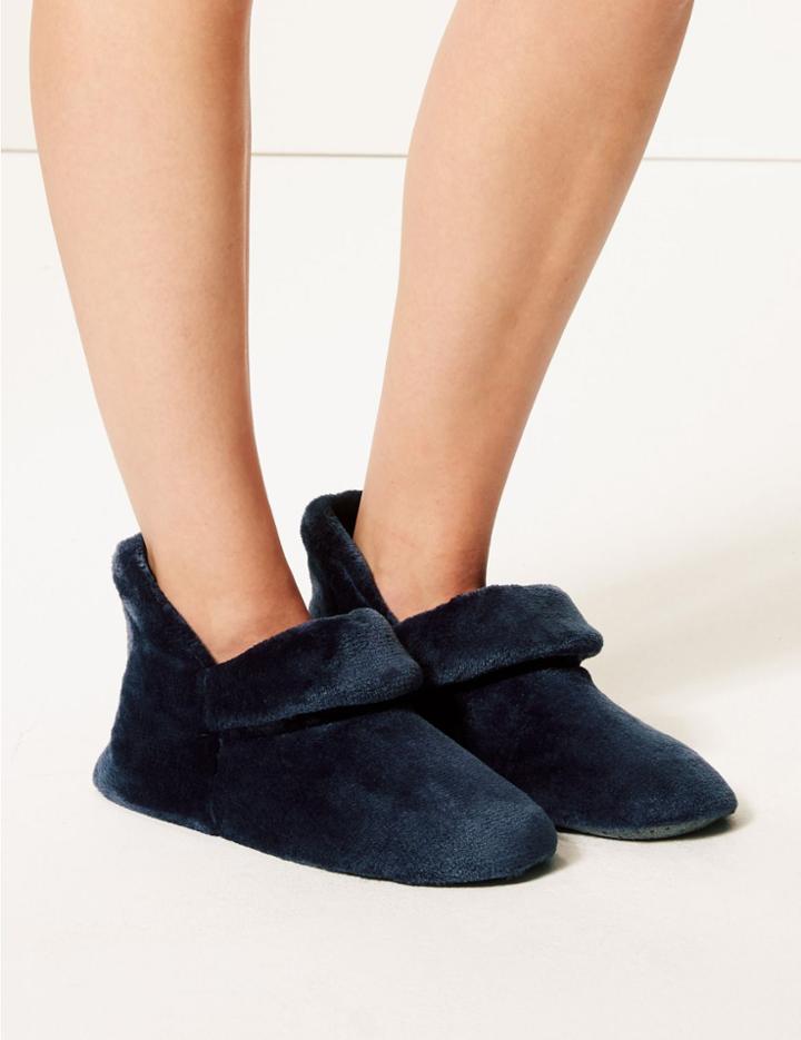 Marks & Spencer Turned Down Slipper Boots Navy