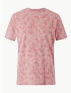 Marks & Spencer Pure Cotton Leaf Print T-shirt Pink Mix