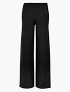 Marks & Spencer Pure Cashmere Ribbed Wide Leg Trousers Black C