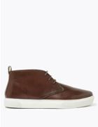 Marks & Spencer Leather Lace Up Chukka Boots Dark Tan