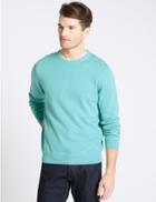 Marks & Spencer Pure Cotton Crew Neck Jumper Soft Turquoise