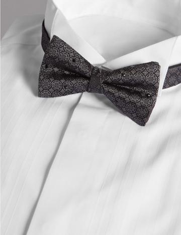 Marks & Spencer Pure Silk Bow Tie Made With Swarovski Elements Grey Mix