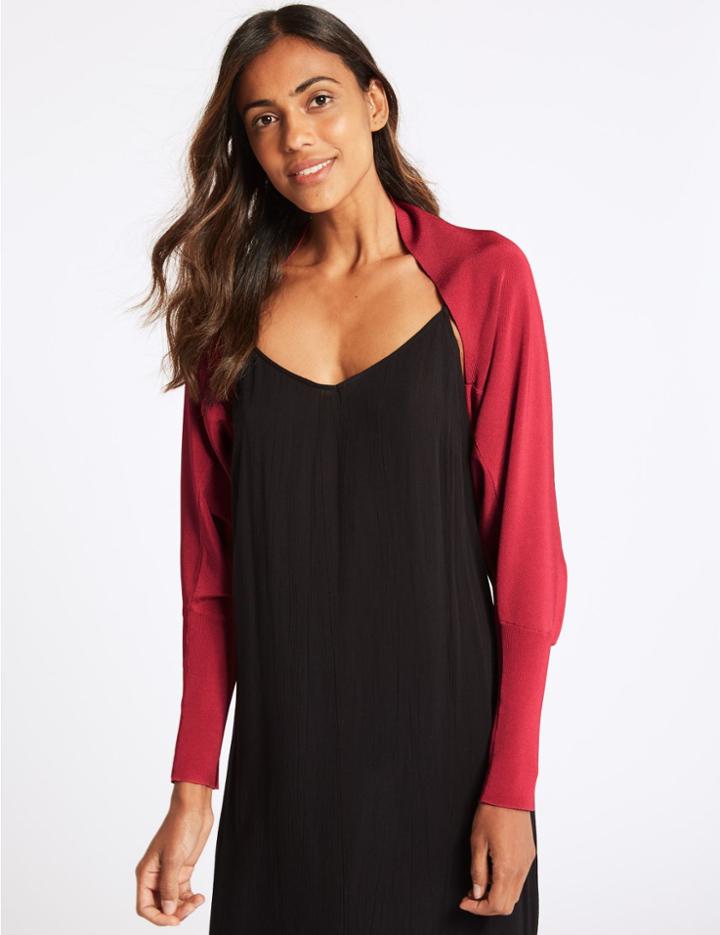 Marks & Spencer Textured Long Sleeve Shrug Cardigan Light Raspberry