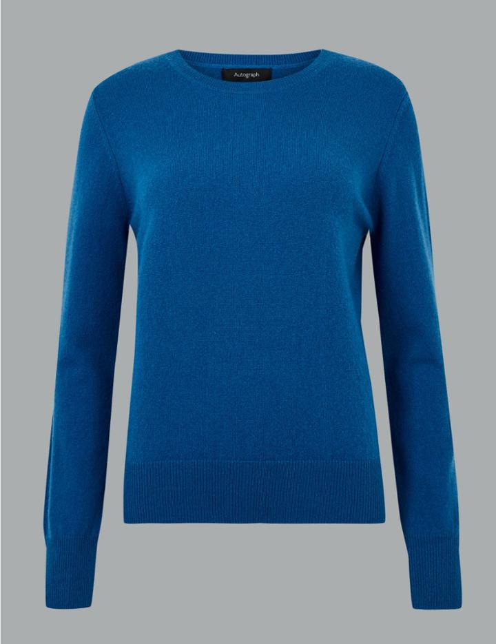 Marks & Spencer Pure Cashmere Round Neck Jumper Azure