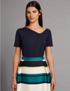 Marks & Spencer Asymmetric V-neck Short Sleeve T-shirt Navy