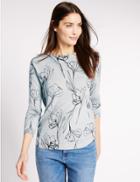 Marks & Spencer Abstract Flower Print Jumper Grey Mix