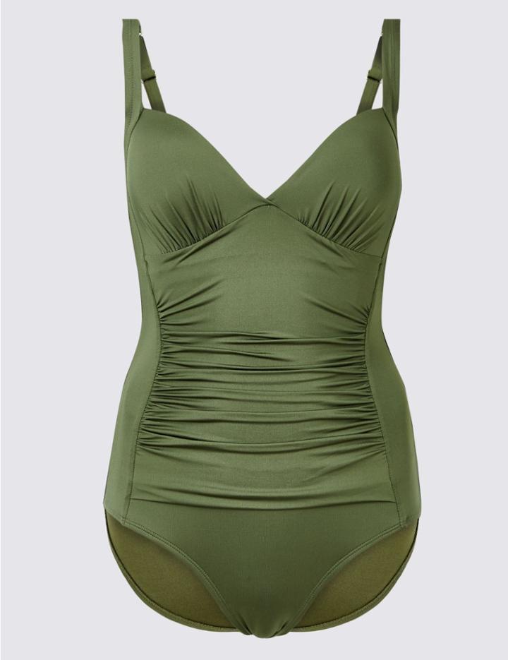 Marks & Spencer Secret Slimming&trade; Padded Plunge Swimsuit Khaki