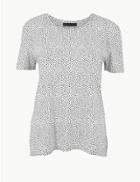 Marks & Spencer Polka Dot Relaxed Fit T-shirt White Mix