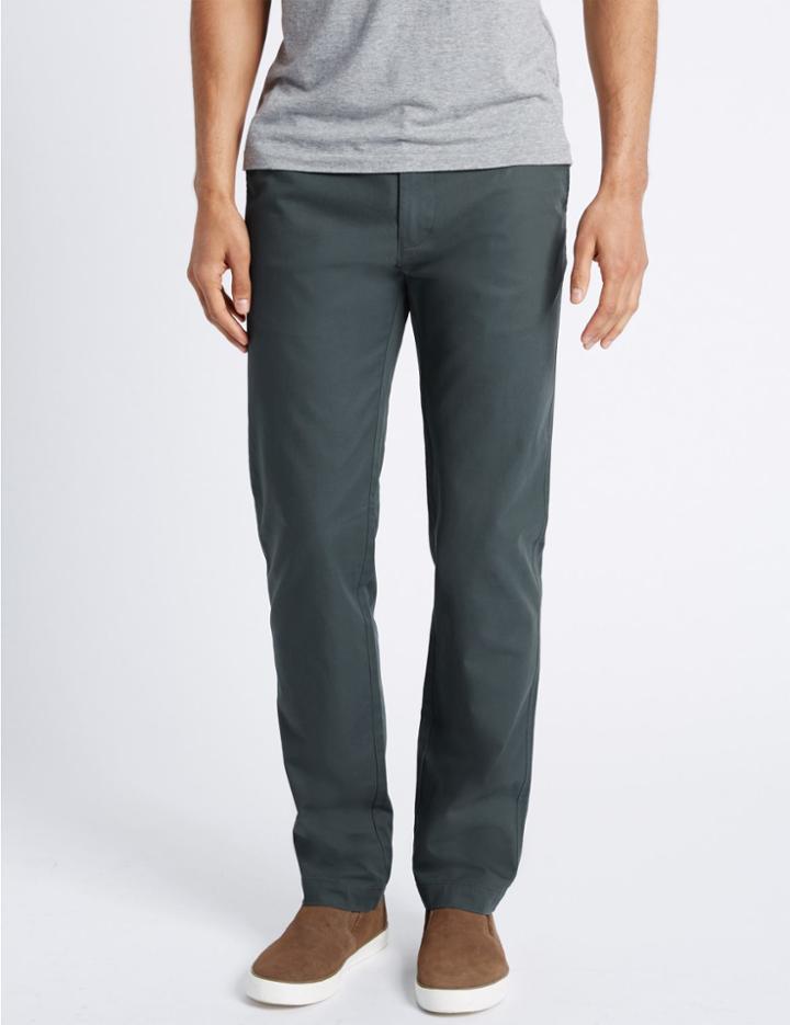 Marks & Spencer Slim Fit Pure Cotton Chinos Dark Teal