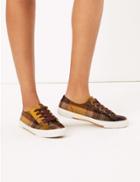 Marks & Spencer Checked Lace Up Trainers Ochre