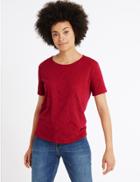 Marks & Spencer Cotton Blend Burnout Print T-shirt Soft White