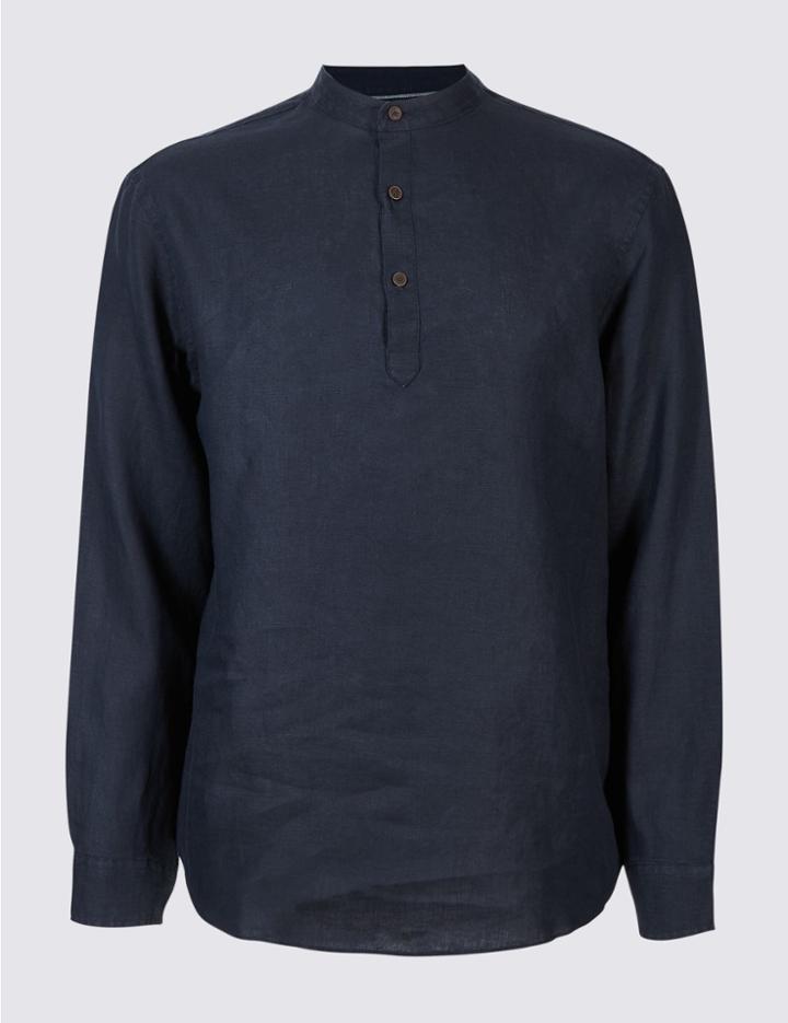 Marks & Spencer Pure Linen Shirt Navy