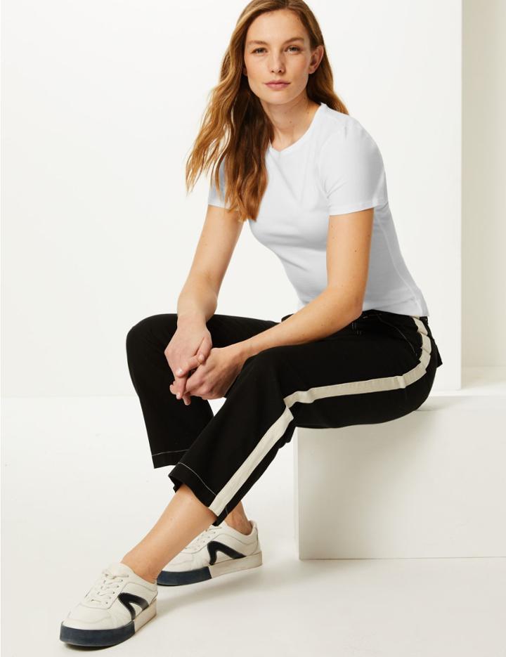 Marks & Spencer 2 Pack Fitted Short Sleeve T-shirt Black/white