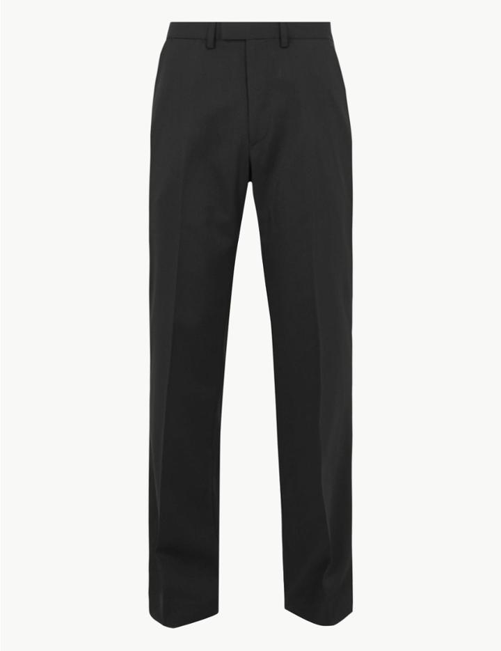 Marks & Spencer Regular Fit Wool Blend Trouser With Stretch Black