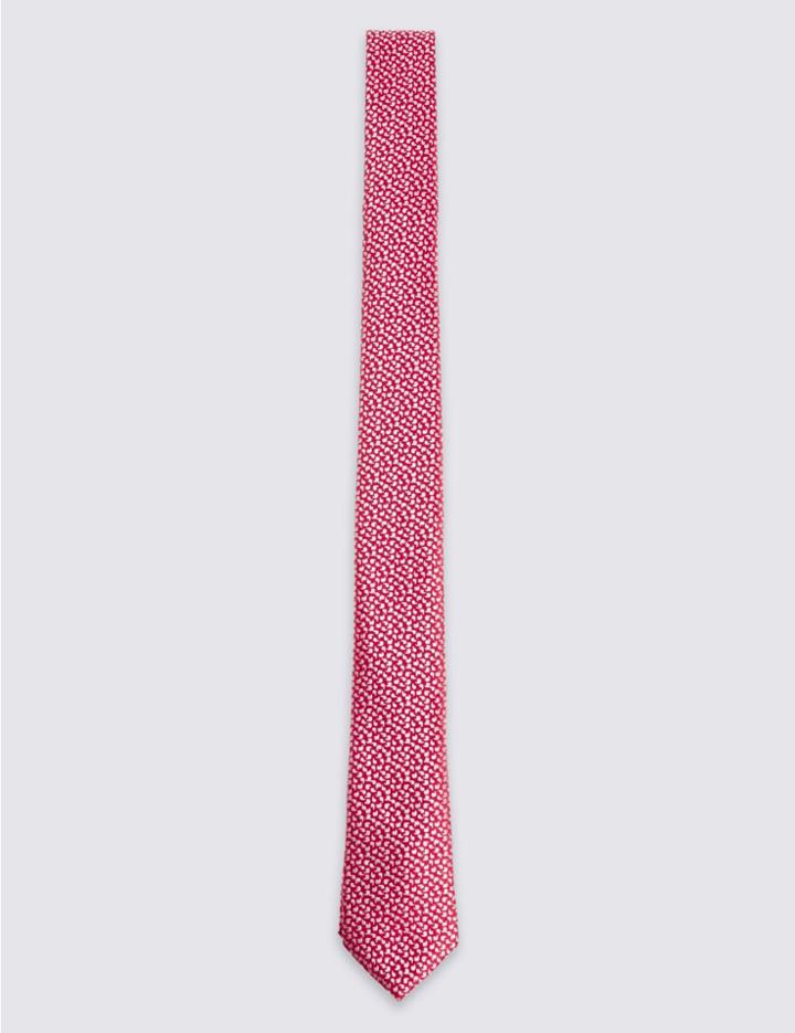 Marks & Spencer Squiggle Tie & Pocket Square Set Red Mix