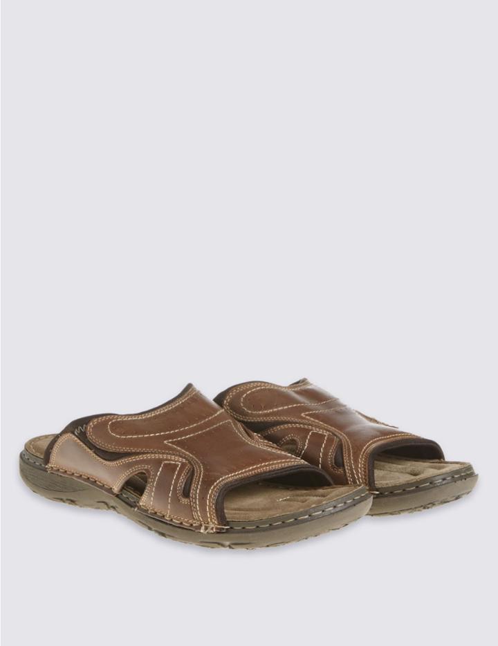Marks & Spencer Leather Mule Pull-on Sandals Brown