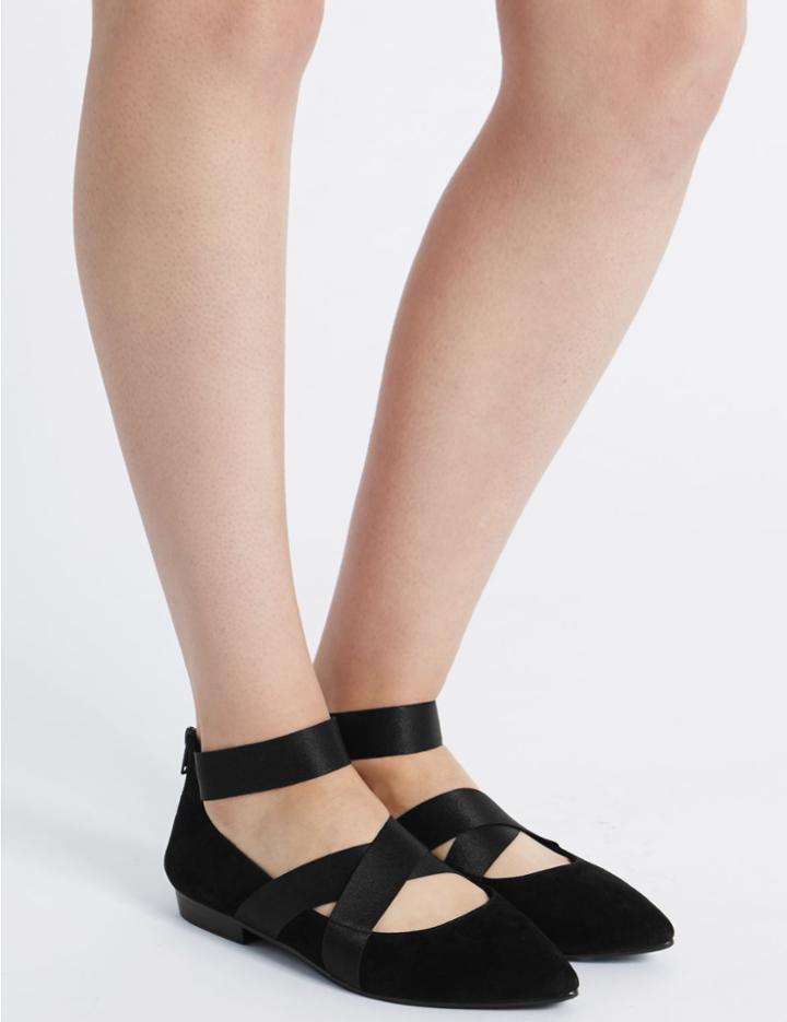 Marks & Spencer Wide Fit Suede Point Pump Shoes Grey