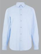 Marks & Spencer Cotton Regular Fit Shirt Blue