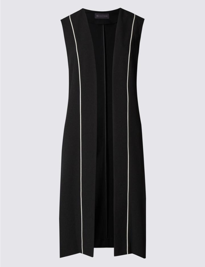 Marks & Spencer Petite Contrast Piped Waistcoat Black Mix