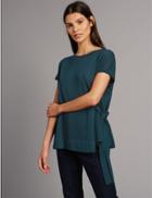 Marks & Spencer Tie Side Round Neck Short Sleeve Jumper Peacock