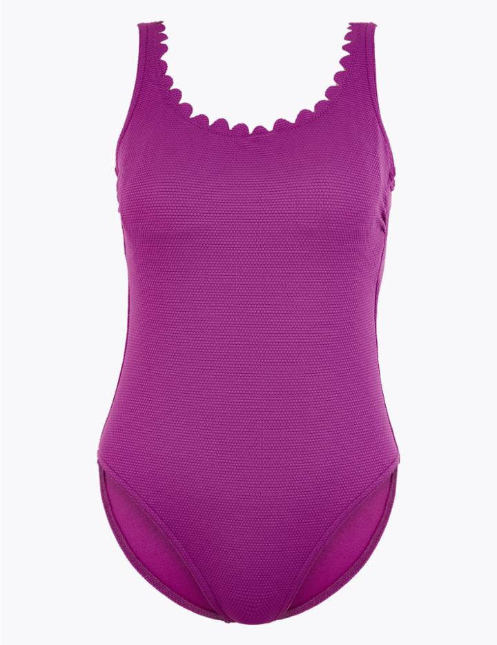 Marks & Spencer Secret Slimming&trade; Textured Scoop Neck Swimsuit Purple