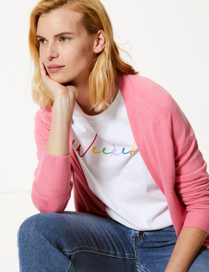 Marks & Spencer Open Front Cardigan Pink