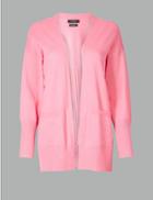 Marks & Spencer Pure Cashmere Ribbed Cardigan Medium Pink