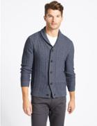 Marks & Spencer Cotton Rich Textured Cardigan Blue Denim