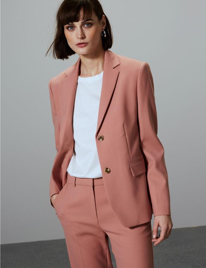 Marks & Spencer Relaxed Fit Single Breasted Blazer Dusky Pink