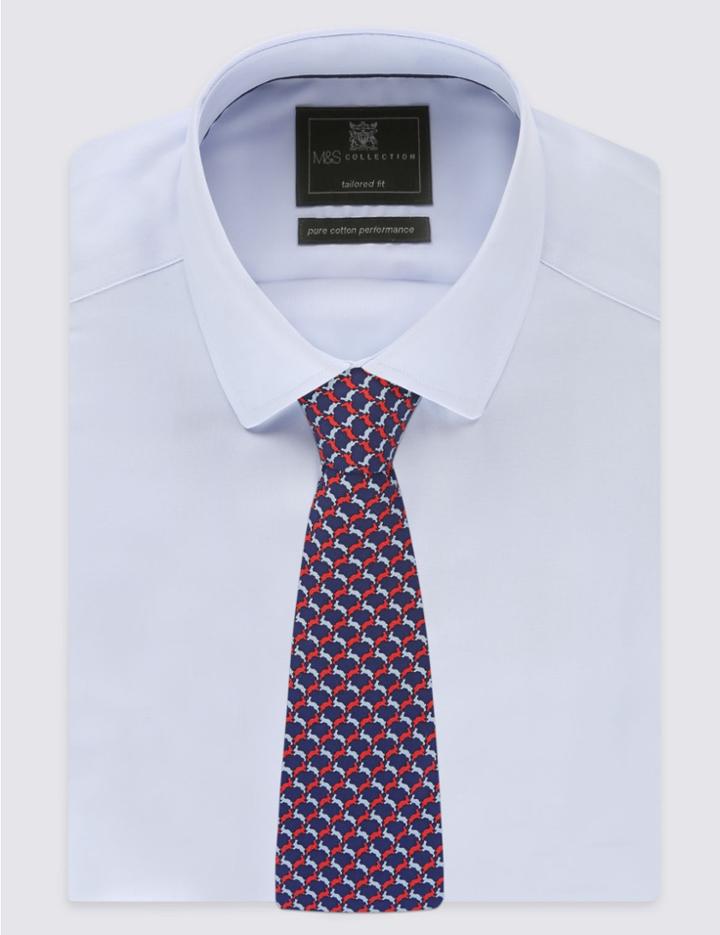 Marks & Spencer Pure Silk Leaping Bunny Tie Blue Mix