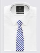 Marks & Spencer Pure Silk Striped Tie Navy/white