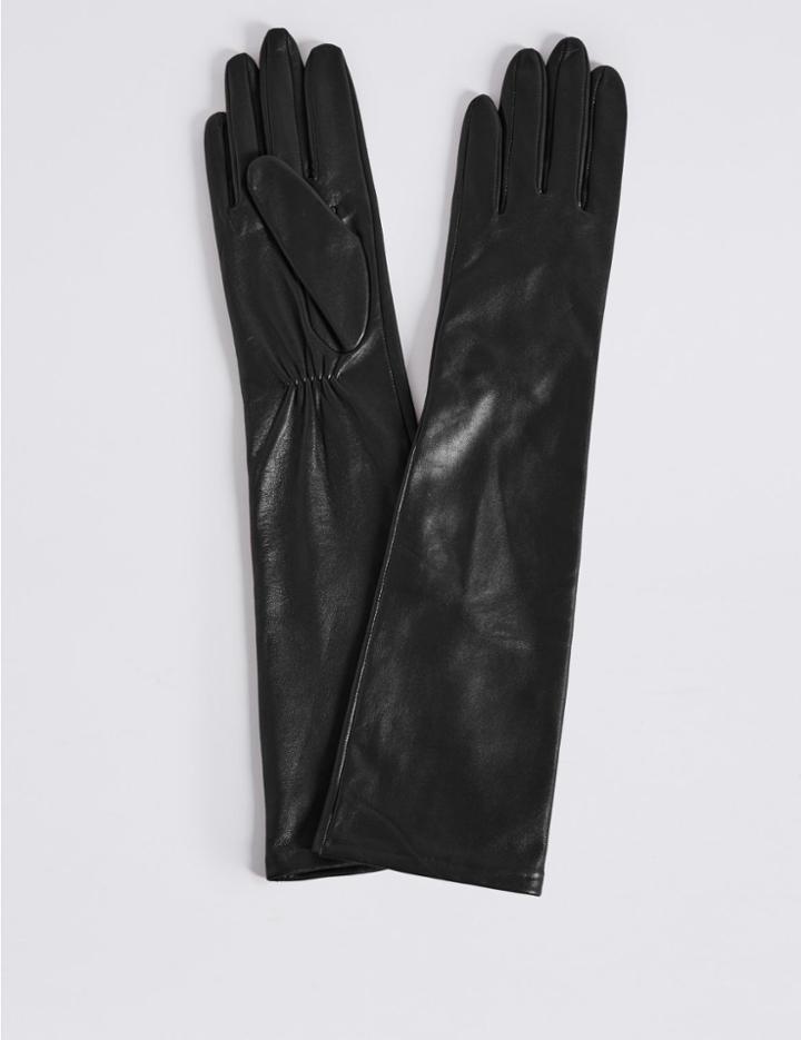Marks & Spencer Leather Longline Gloves Black