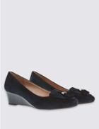 Marks & Spencer Wide Fit Suede Wedge Heel Court Shoes Navy