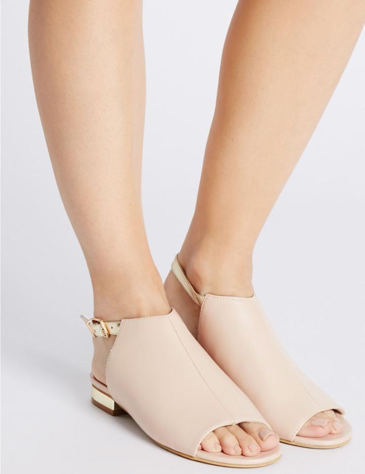 Marks & Spencer Block Heel High Vamp Sandals Nude