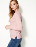Marks & Spencer Cashmilon&trade; Round Neck Long Sleeve Jumper Pale Pink