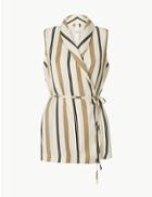 Marks & Spencer Striped Wrap Blouse Ivory Mix