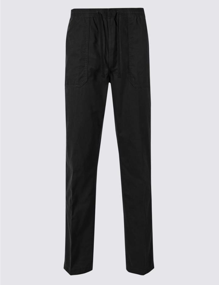 Marks & Spencer Regular Fit Pure Cotton Chinos Black