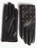 Marks & Spencer Faux Leather Eyelet Detail Gloves Black Mix