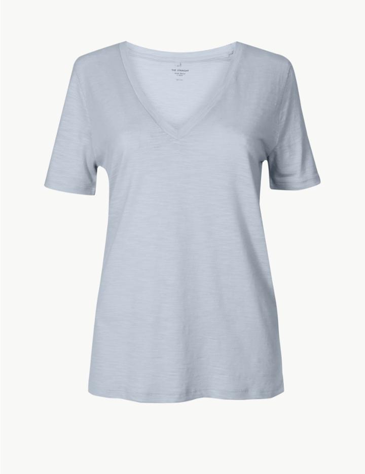 Marks & Spencer V-neck Short Sleeve T-shirt Pale Blue