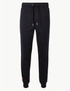 Marks & Spencer Pure Cotton Cuffed Joggers With Side Stripe Navy