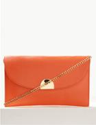Marks & Spencer Fold Over Chain Clutch Bag Coral