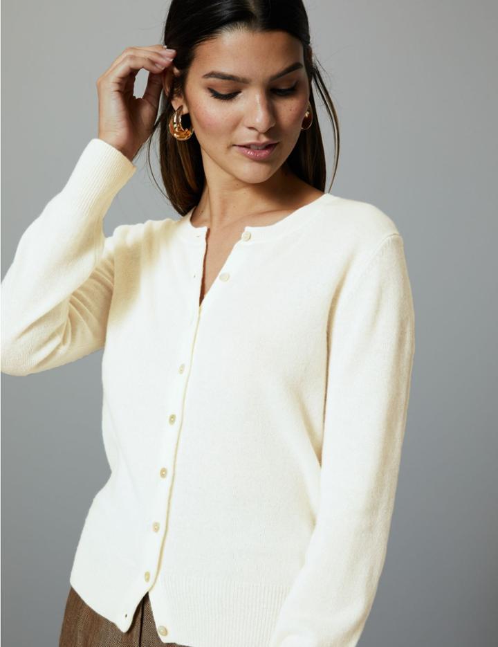 Marks & Spencer Pure Cashmere Button Detailed Cardigan Cream C