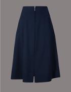 Marks & Spencer Zipped Front A-line Midi Skirt Navy